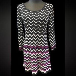 WHBM Black White Purple Chevron Long Sweater Size Medium NWT